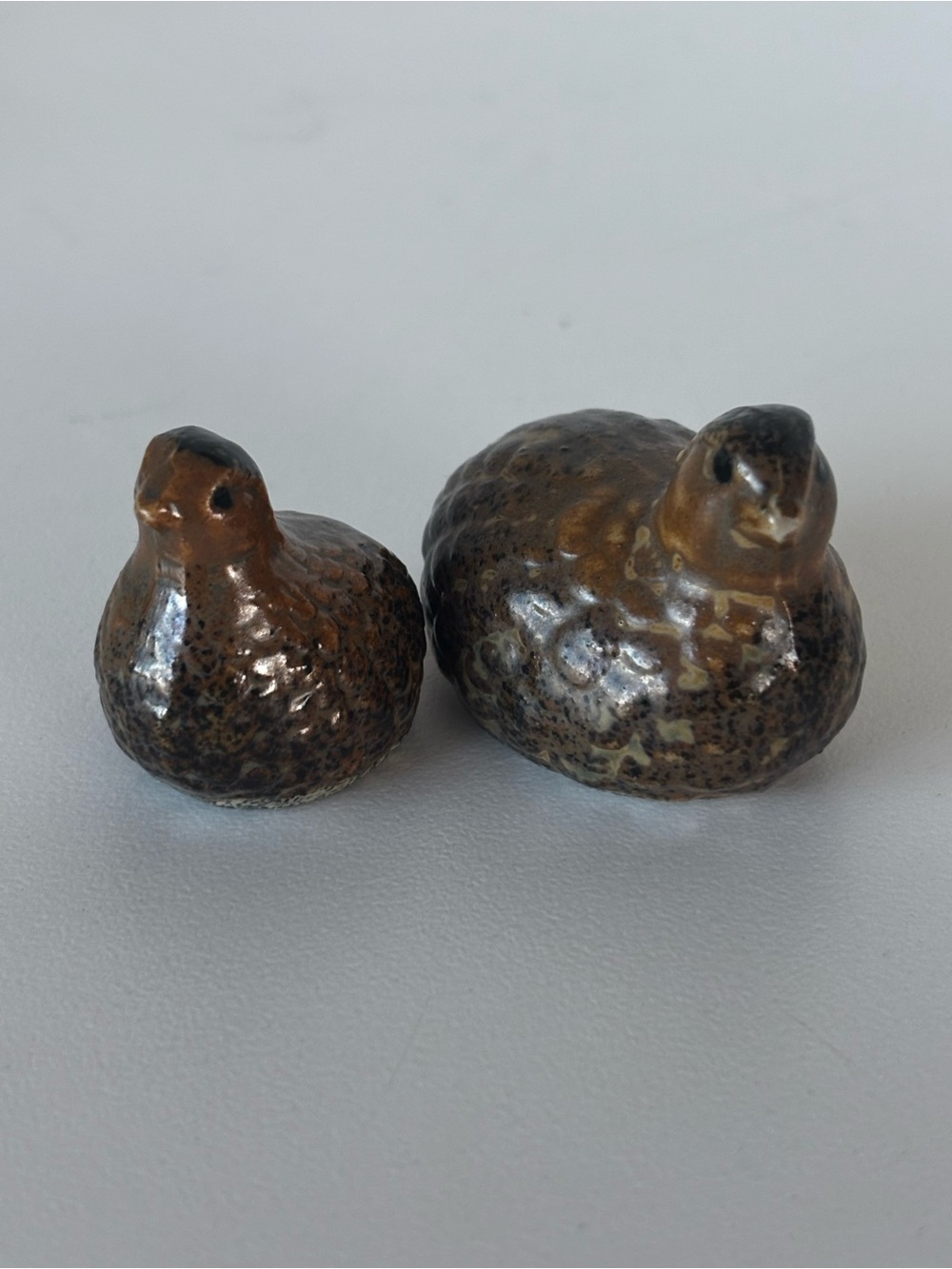 Pair of Vintage Miniature Japan Ceramic Quail Figurines